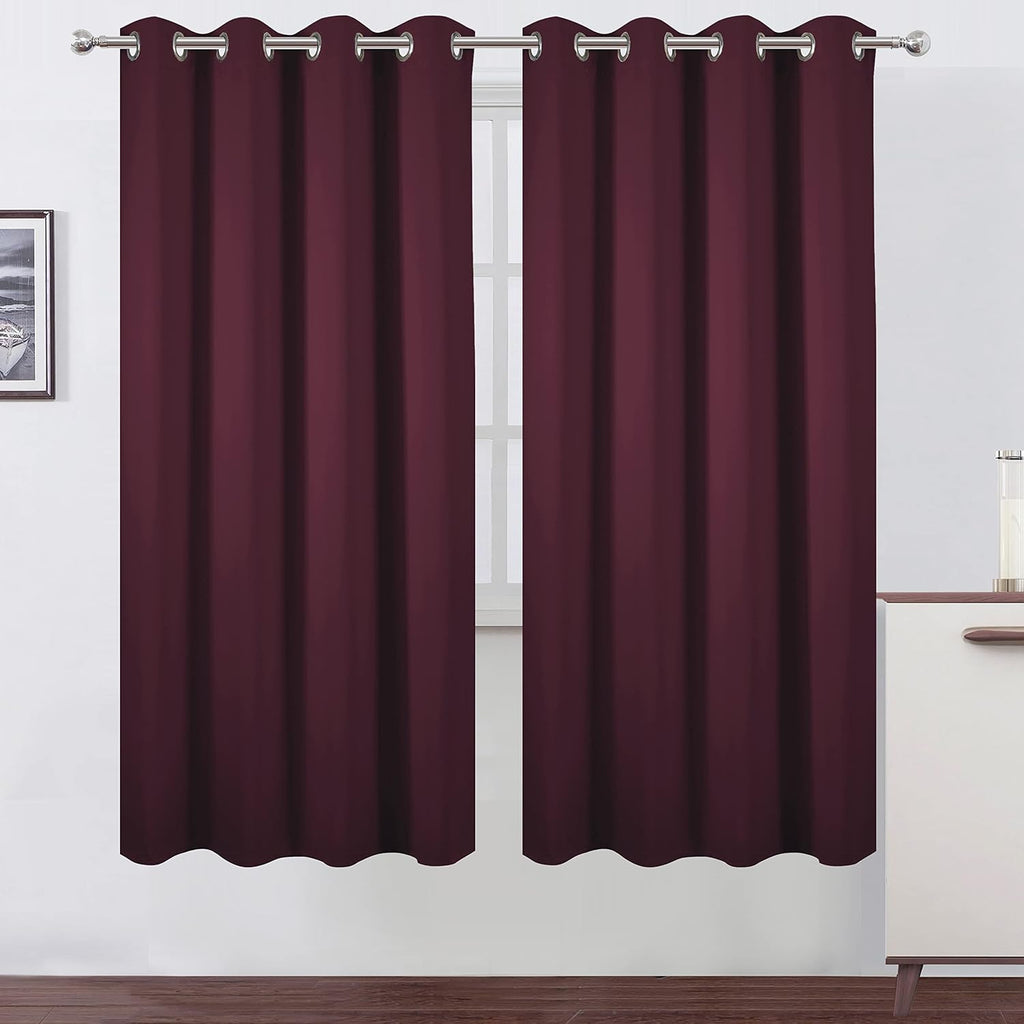 Lemomo Burgundy Red Thermal Blackout Curtains/52 x 72 Inch/Set of 2 Panels Room Darkening Curtains for Bedroom 72 Inch Red
