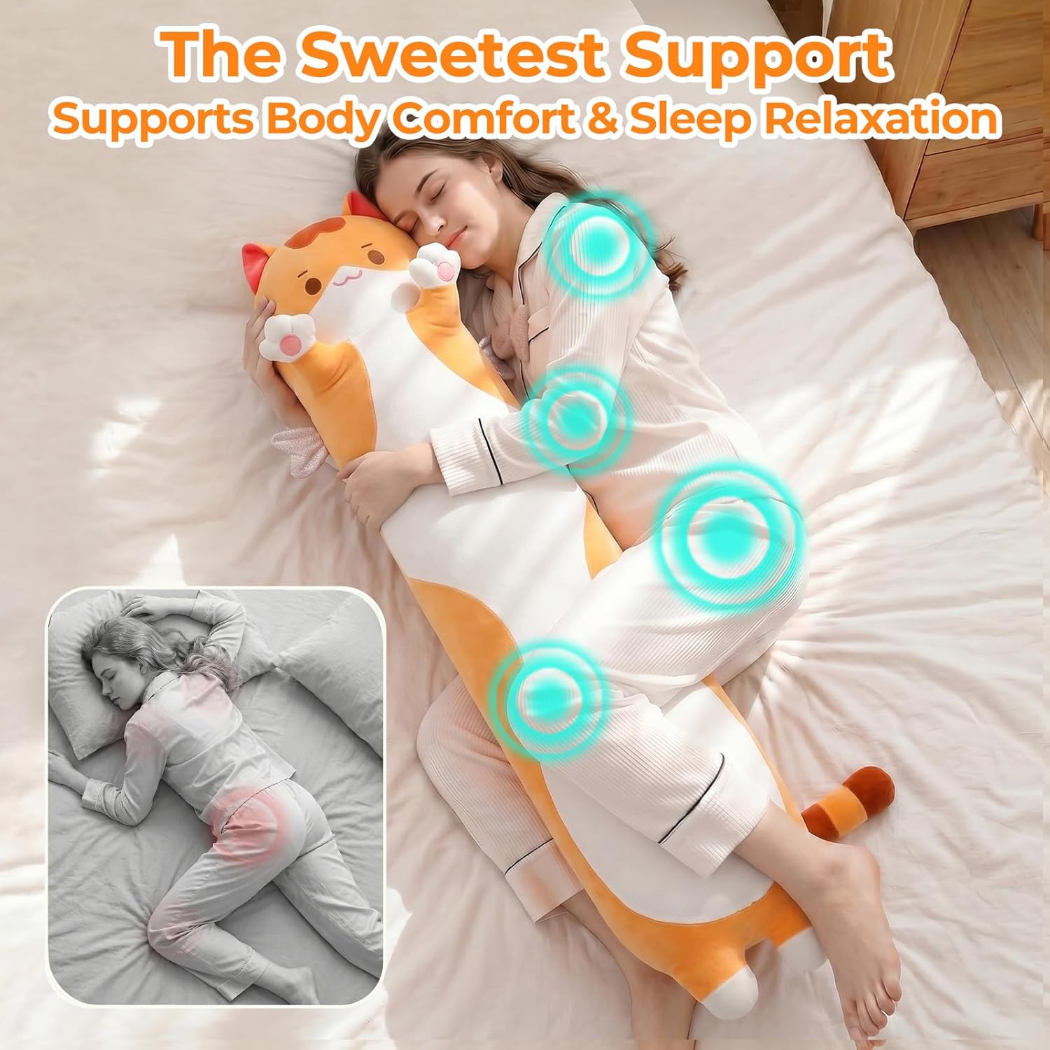 Mewaii Long Cat Plush 5 Sizes, 120% Extra Filling Giant Plushness Kids Body Pillow, Kawaii Cute Brown Cat Stuffed Animals Plushies, Big…