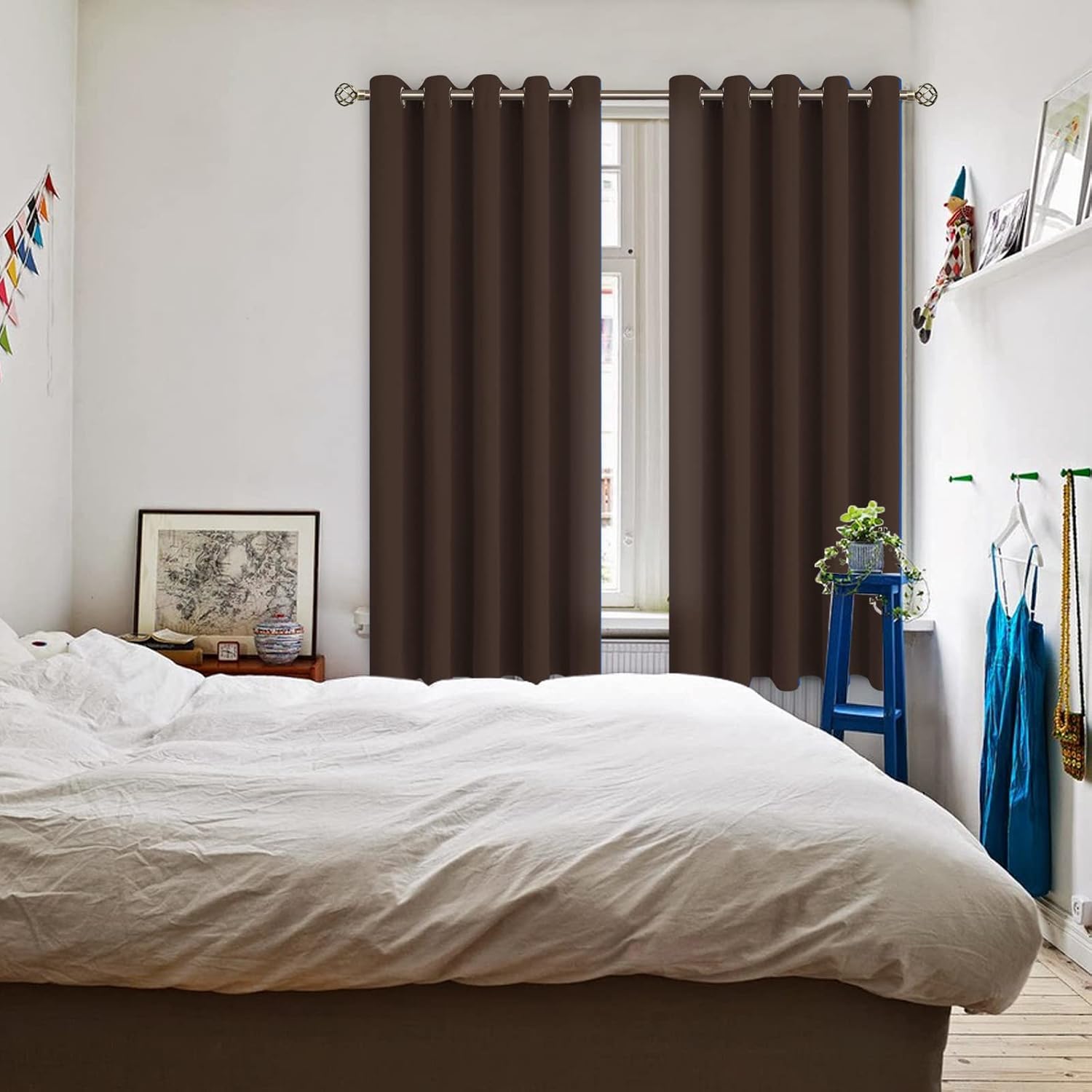 BGment Blackout Curtains for Bedroom - Grommet Thermal Insulated Room Darkening Curtains for Living Room, Set of 2 Panels (70 x 63 Inch, Br…
