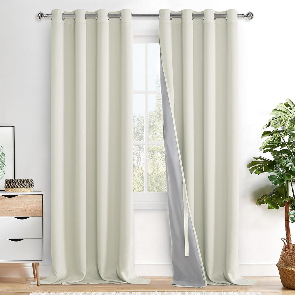 Xwzo 100% Blackout Window Curtains - Thermal Insulated & Completely Room Darkening Black Liner Window Treatment with Tiebacks for Bedroom/L…