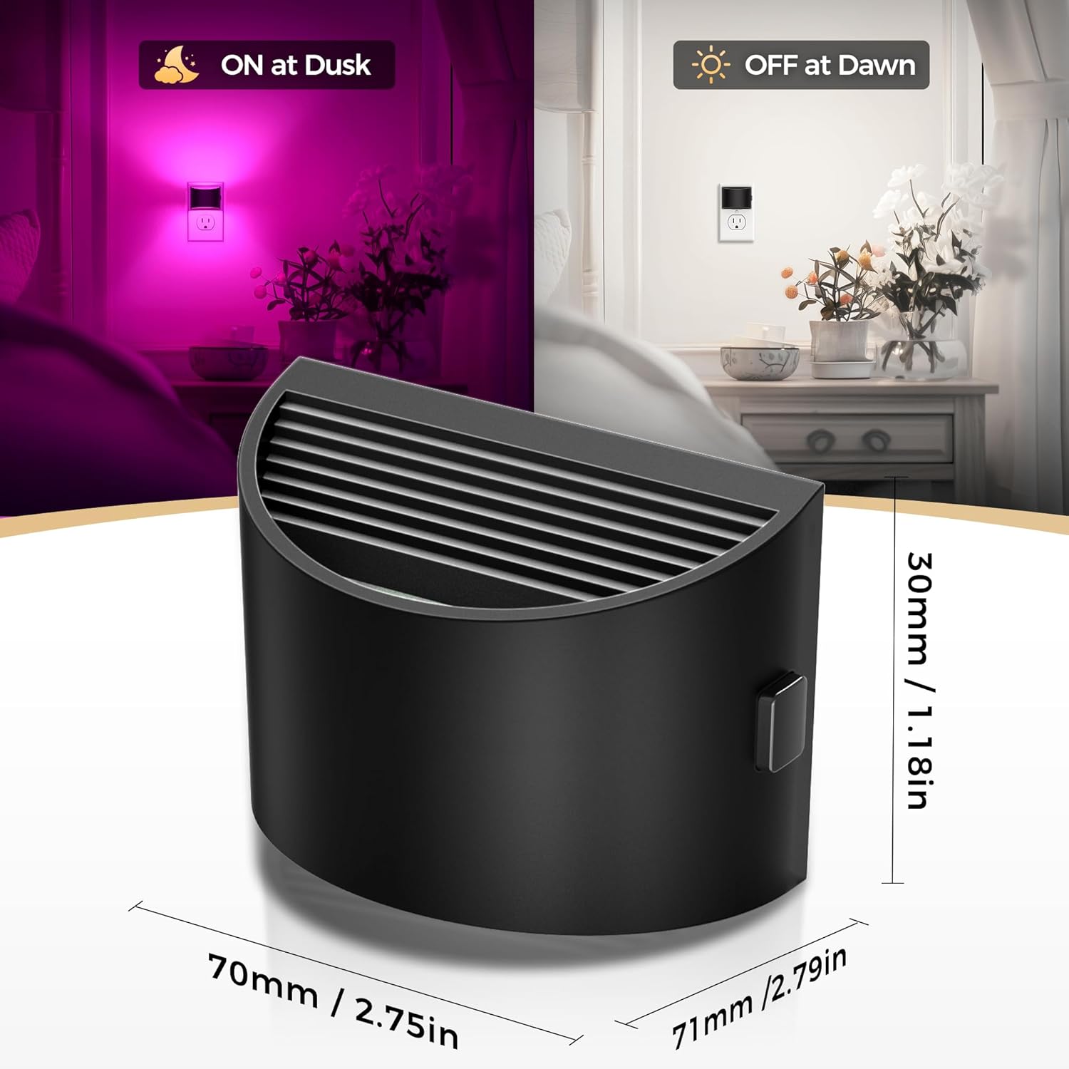 DORESshop LED Night Light[2 Pack], RGB Night Lights Plug into Wall, 3 Level Brightness Adjustable Plug in Night Light, Dusk to Dawn…