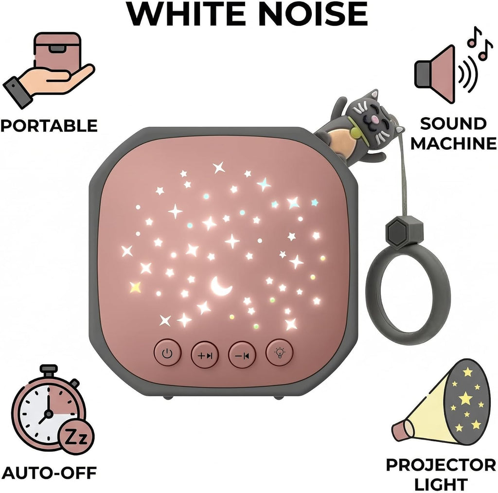 Junificent Portable White Noise Sound Machine with Star Projector | Sound relaxation Calm Music Machine Baby Sleep Soother with Hook for…
