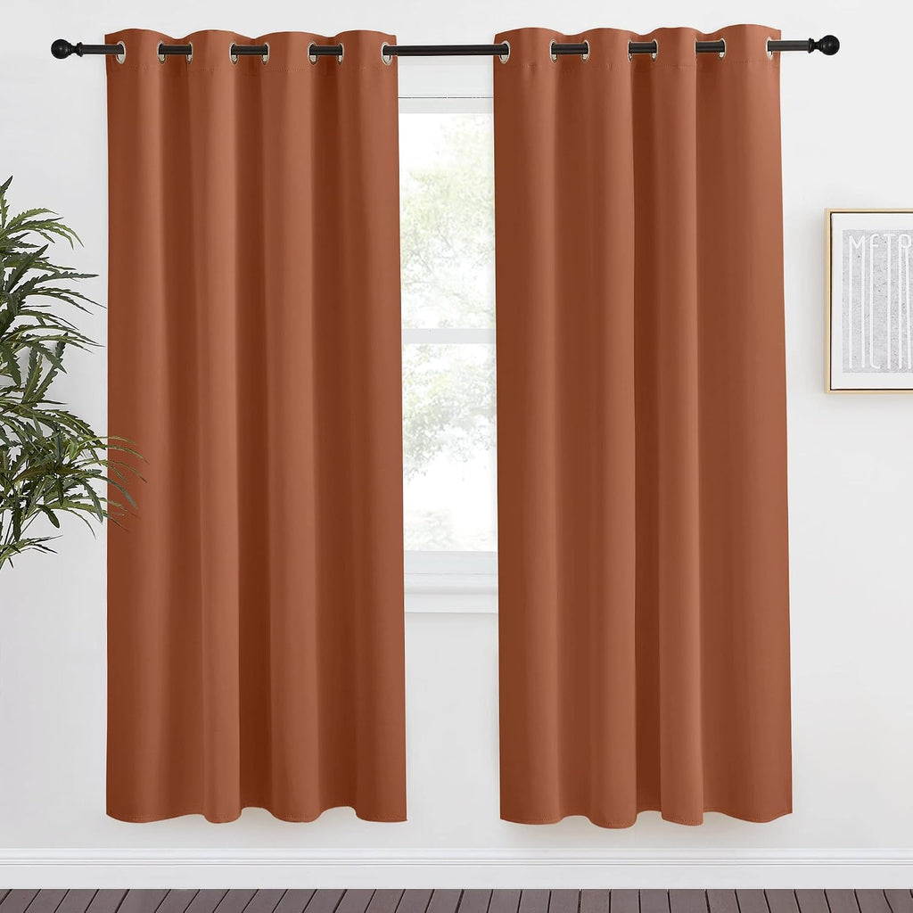 NICETOWN Blackout Burnt Orange Curtain & Drape, W55 x L78, 1 Panel, Room Darkening Light Blocking Window Treatment for Living Room