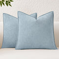 KevinTextile Kevin Textile Waterproof Decorative Pillow Covers Light Blue 22x22 Inch Pack of 2 Soft Boucle Textured Euro Pillowcases Elegan…