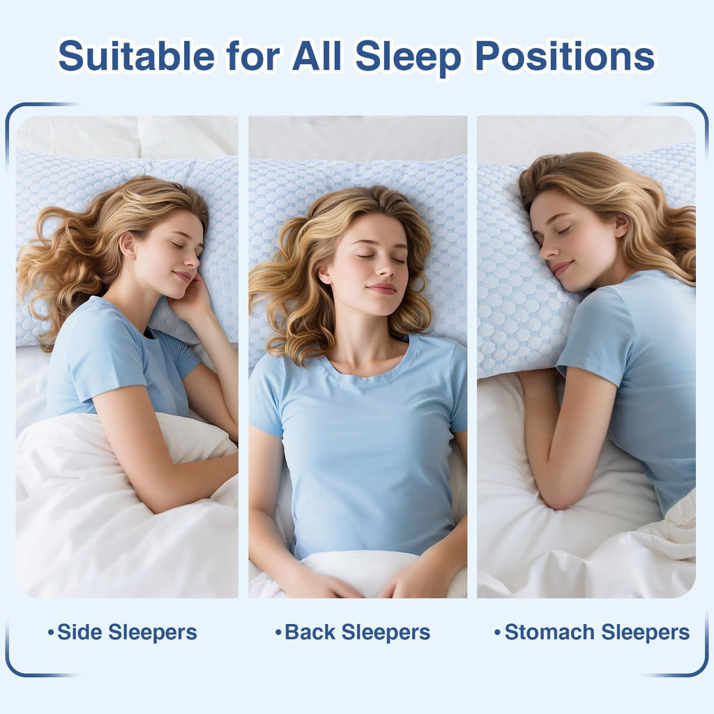 Favocama Cooling Pillow for Sleeping, Shredded Memory Foam Pillows Queen Size Set of 2, Double Sided Cooling Bed Pillows for Hot Sleepers,…