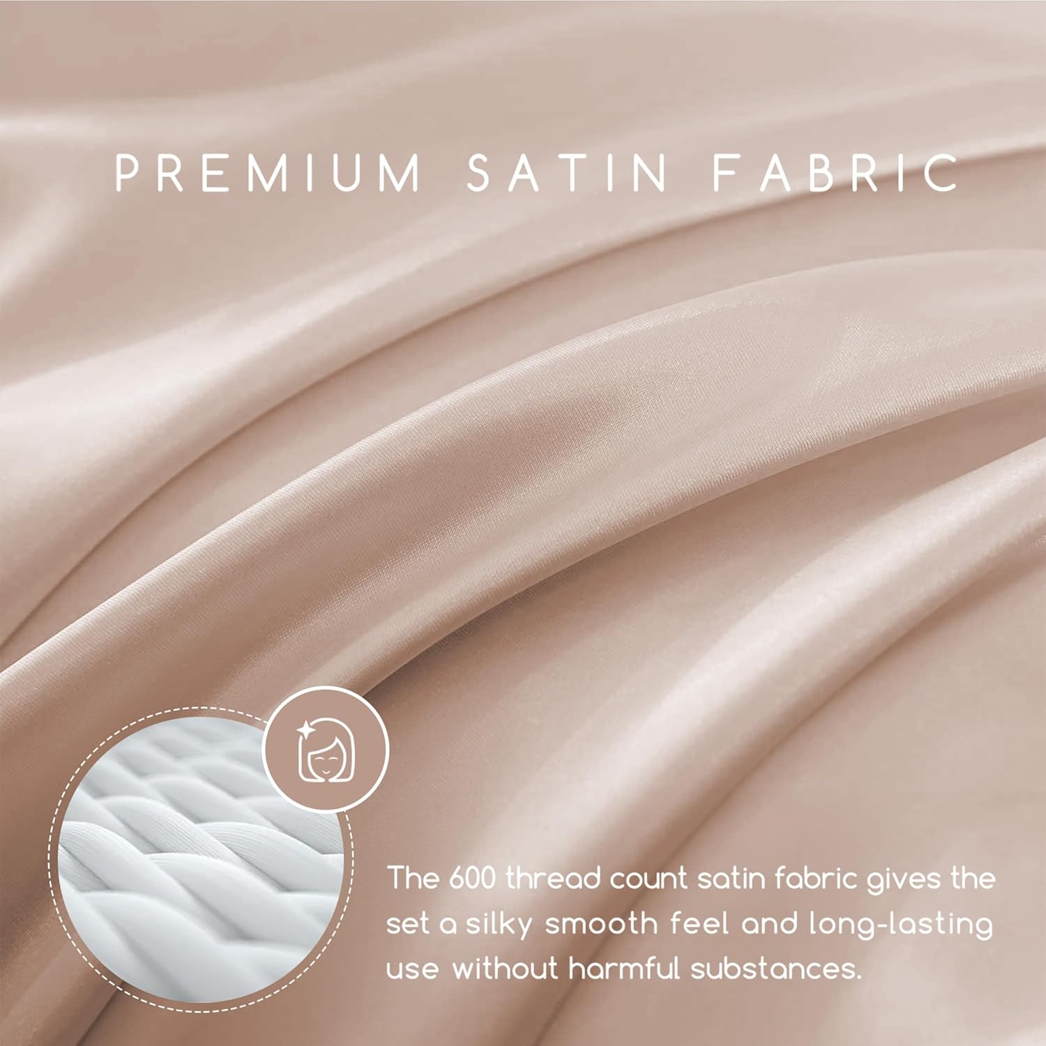 MR&HM Satin Bed Sheets, Queen Size Sheets Set, 6 Pcs Silky Bedding Set with 15 Inches Deep Pocket for Mattress(Queen, Taupe) 6 Pcs 15…