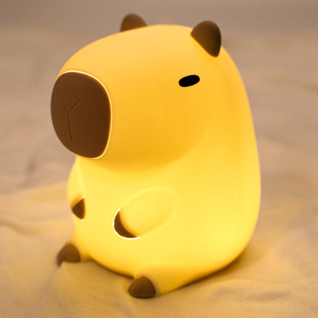 UNEEDE Cute Capybara Night Light, Novelty Animal Silicone Nursery Night Light Rechargeable Table Bedside Lamp with Touch Sensor for…