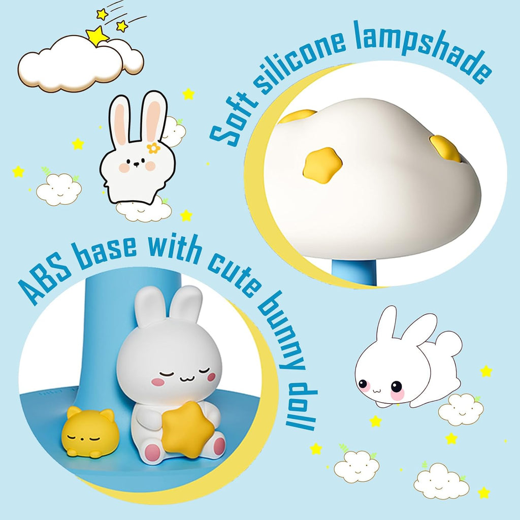Cloud and Bunny Rechargeable Night Light, Safe Soft Silicone Material, 3 Brightness Levels, Tap Control, Warm Light, Toddler Sleeping…