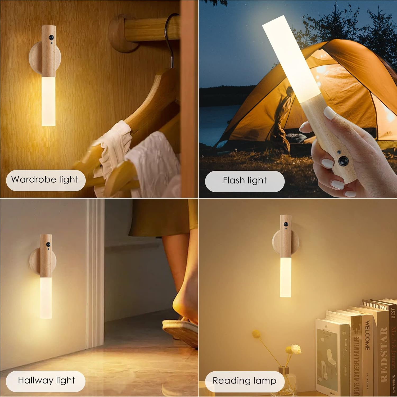 Montford Wall Sconces Set of Two Battery Operated, Motion Sensor Night Light Magnetic Wall Light Rechargeable Wall Sconce, Peel and Stick…