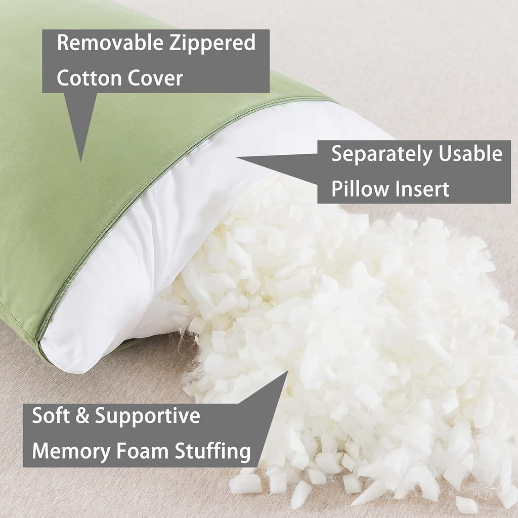 WhatsBedding Memory Foam Body Pillow with Breathable Zippered Cotton Cover, Full Body Pillow for Adults, Long Pillow for Sleeping, Firm Pil…