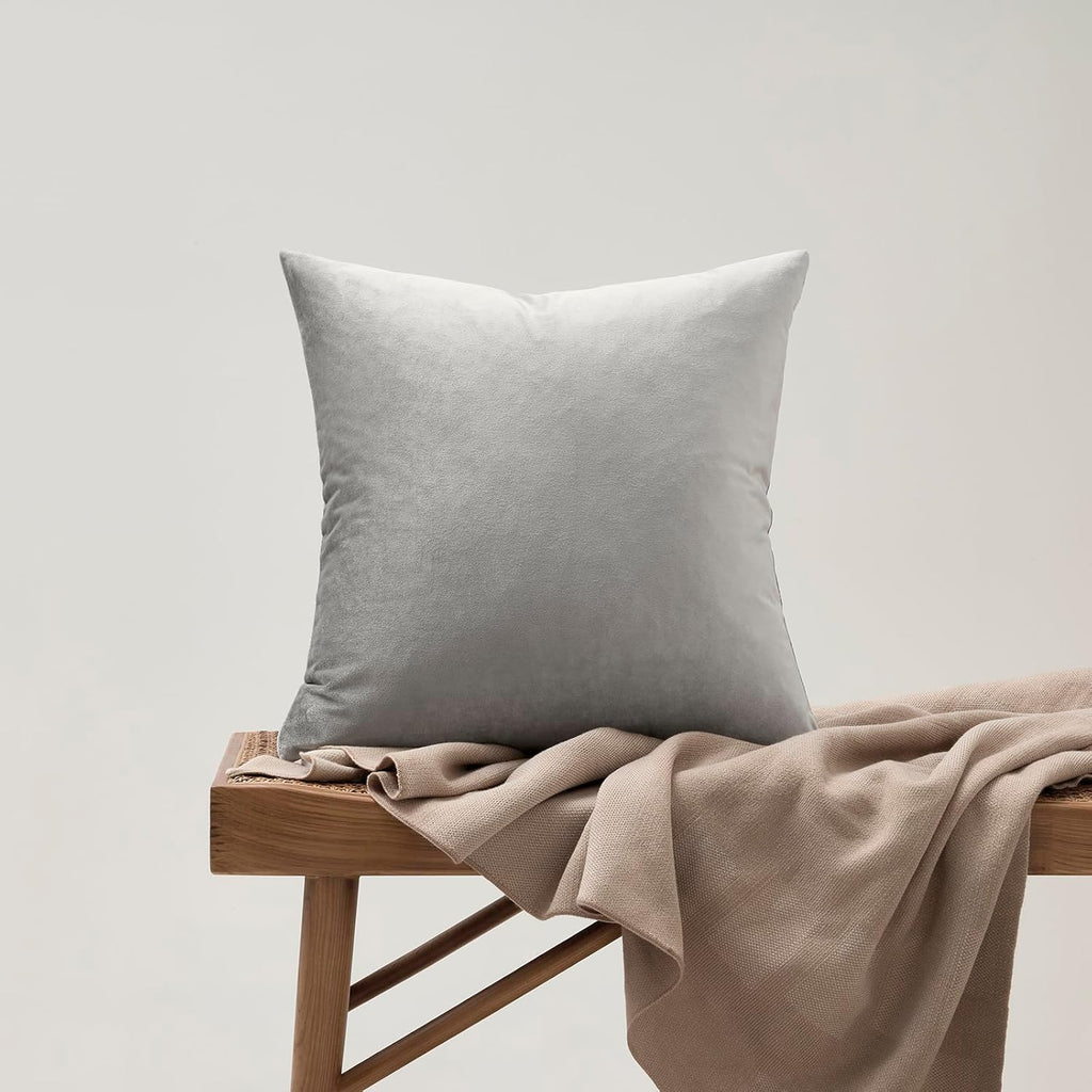 GIGIZAZAFocusingonhomedecoration GIGIZAZA Pillow Covers 22x22 Silver Grey Set of 2 Velvet Square Throw Pillow Covers Modern Decorative Pill…