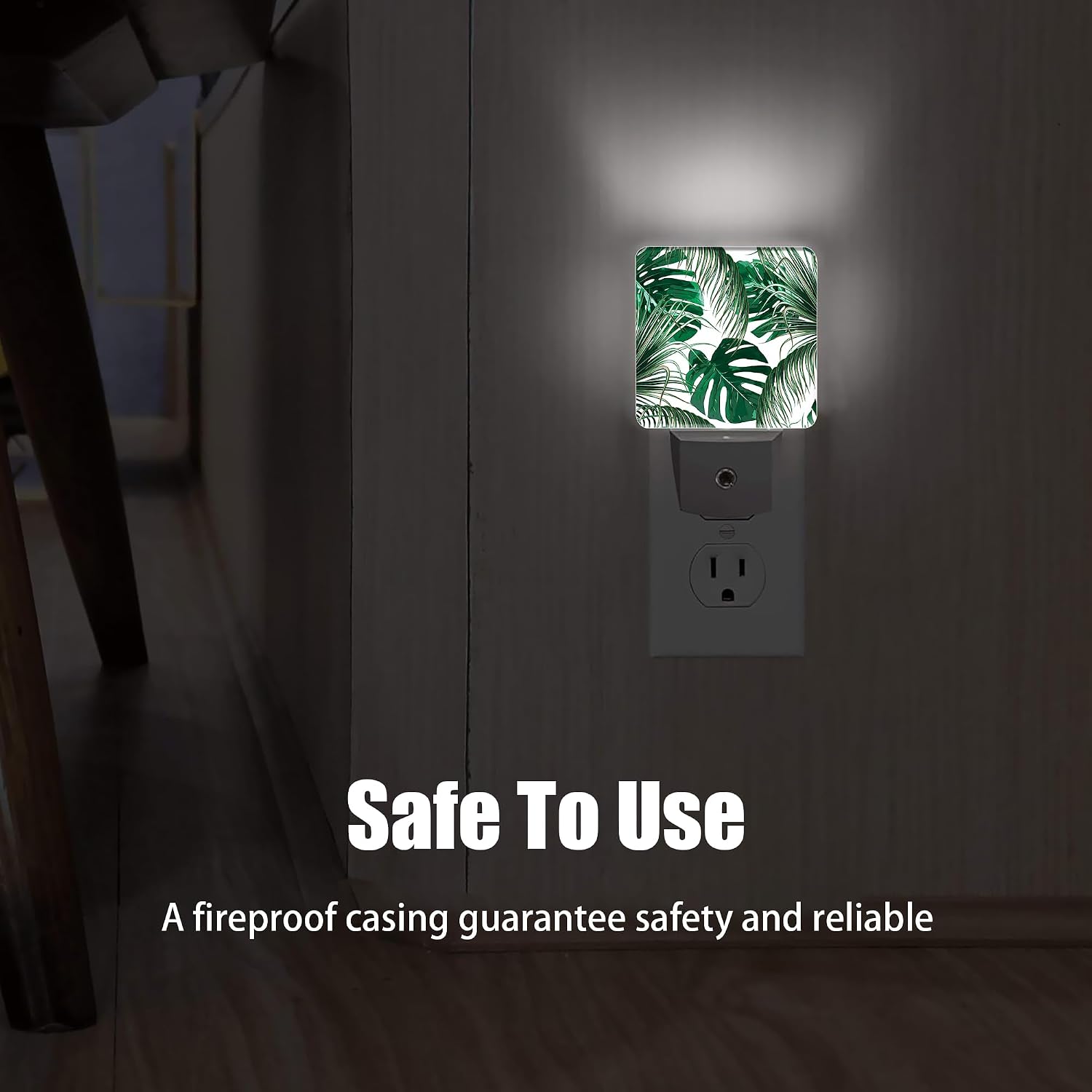 Green Palm Night Light Plug in Wall Lamp Smart Dusk to Dawn Sensor for Home Decorative, Kids Room Bedroom Bathroom Kitchen Hallway Gifts