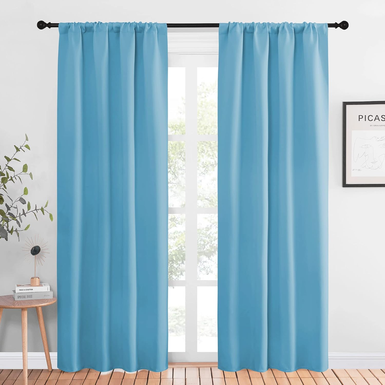 NICETOWN Blackout Curtains Window Draperies - Window Treatment Thermal Insulated Solid Room Darkening Drapes for Bedroom (Teal Blue, Set…