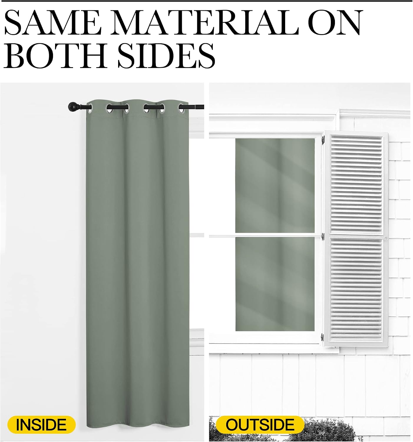 NICETOWN Window Curtain Panels, Thermal Insulated Solid Grommet Blackout Draperies/Drapes for Basement (Greyish Green, 1 Pair, 34 by…