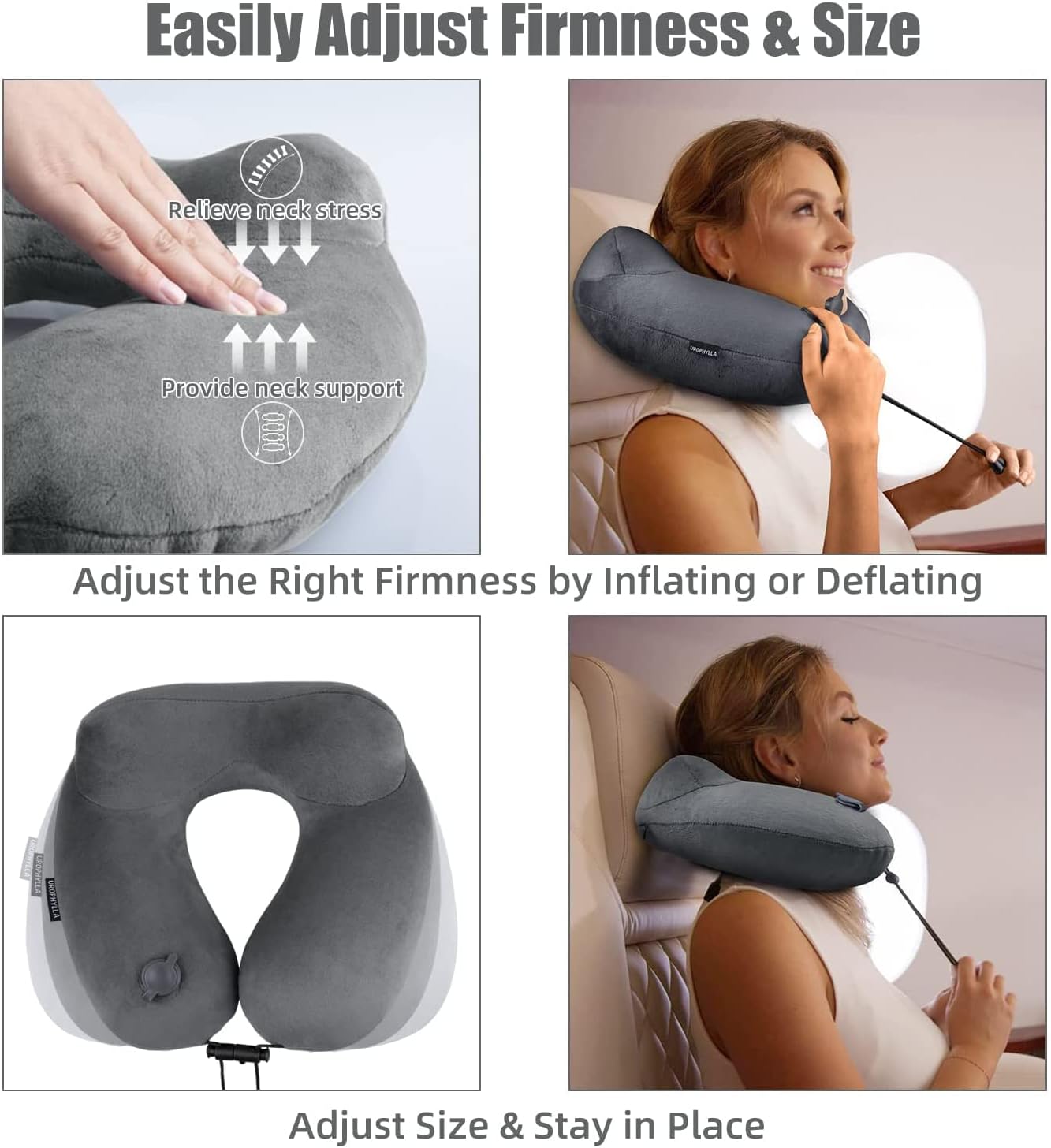 Inflatable Travel Neck Pillow for Airplanes, Super Soft Velvet Neck Support, Adjustable Firmness, Blow Up Plane Pillow for Long Flights…