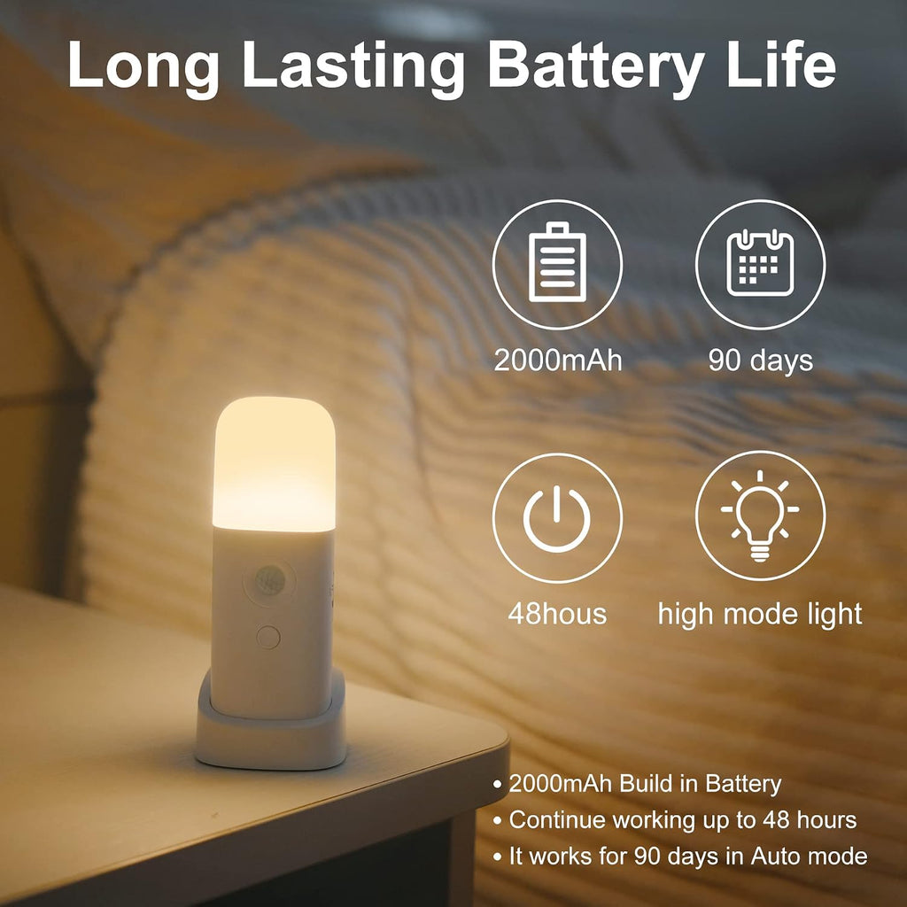 YELKO Motion Sensor Night Light, 2000mAh Rechargeable Night Lights Battery Powered, PortableDimmable Nightlights with 5 Brightness Levels…