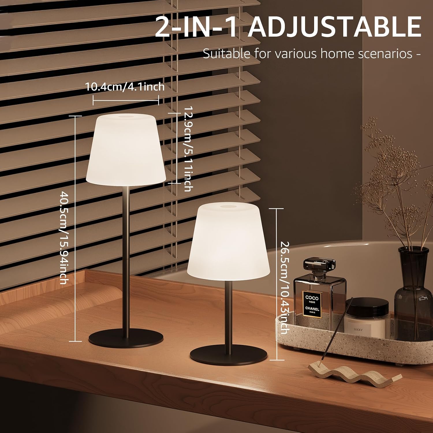 Waterproof Rechargeable Shower Lamp, Cordless Bathroom Table Lamp with 4000mAh Battery, 3 Color Temperatures Dimmable, Portable LED…