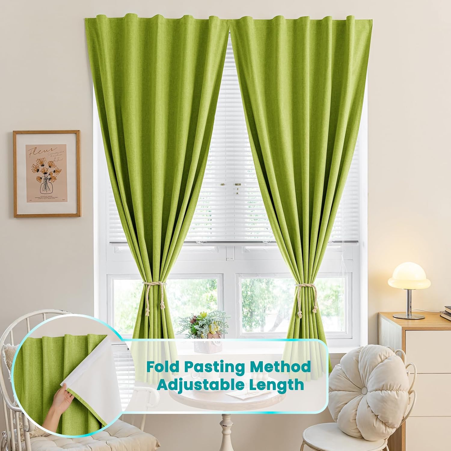 100% Blackout Self Adhesive Portable Curtains for Bedroom Easy to Install Window Thermal Lnsulated Kitchen Room Darkening Small Window…