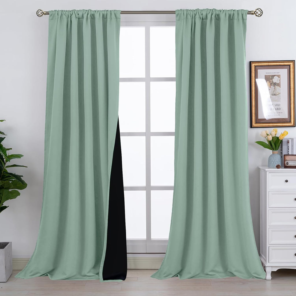 BGment Blackout Curtains with Thermal Insulation Liner Curtains 108 Inches Long, Rod Pocket and Back Tab Double Layer Room Darkening…