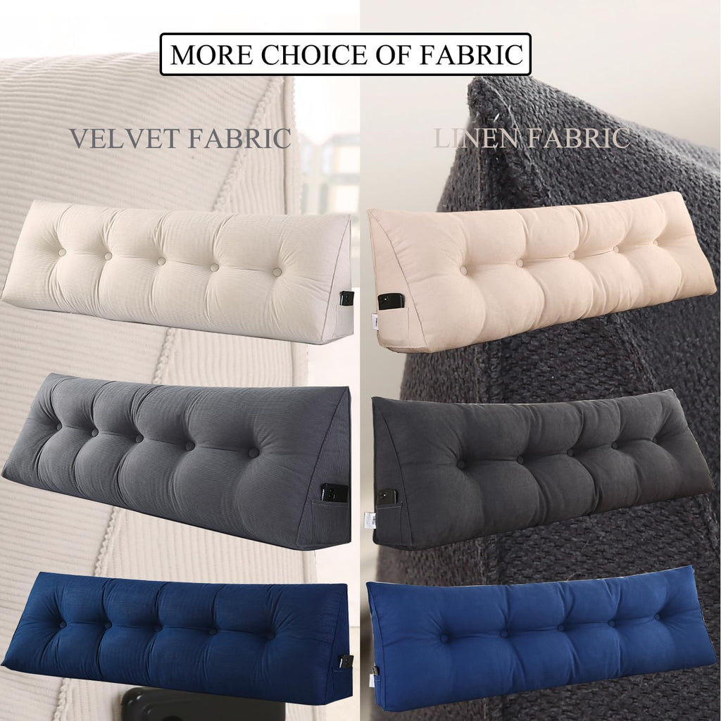 SAMTY Triangular Queen Size Wedge Pillow headboard for Couch Large headboard Pillow with Removable Cover Back Rest Pillows for Sitting up…