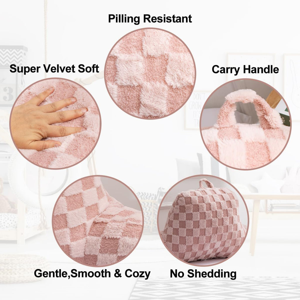 Holawakaka Checkered Reading Pillow for Sitting up in Bed Sofa Kids Teens, Backrest Pillow with Arms for Boys Girls Women Petites Pregnancy…
