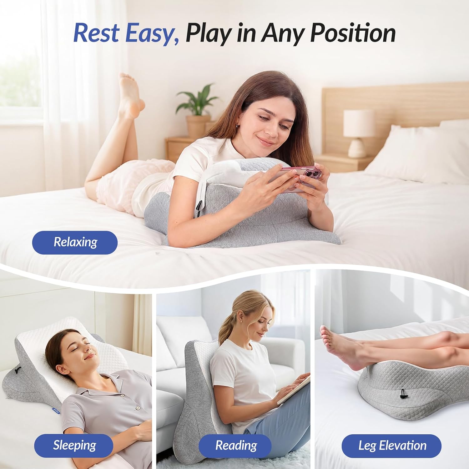 Zikee Ergonomic Multi-Positional Wedge Pillow for Stomach Sleepers, Scientific Zoning Design for Effective Shoulder & Back, Memory Foam Bo…