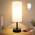 Dicoool White Touch Table Lamp with USB - 3 Way Dimmable Bedside Lamp for Nightstand, Bedroom Lamp with Black Charging Station for Desk…
