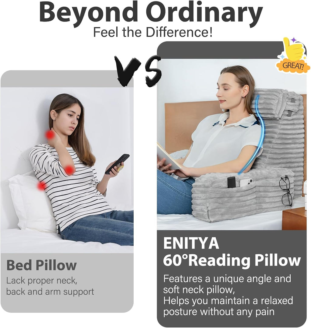 ENITYA Back Pillow for Bed Sitting up, Reading Pillow for Sitting in Bed Adult, Back Support Wedge for Reading/Resting/Post…