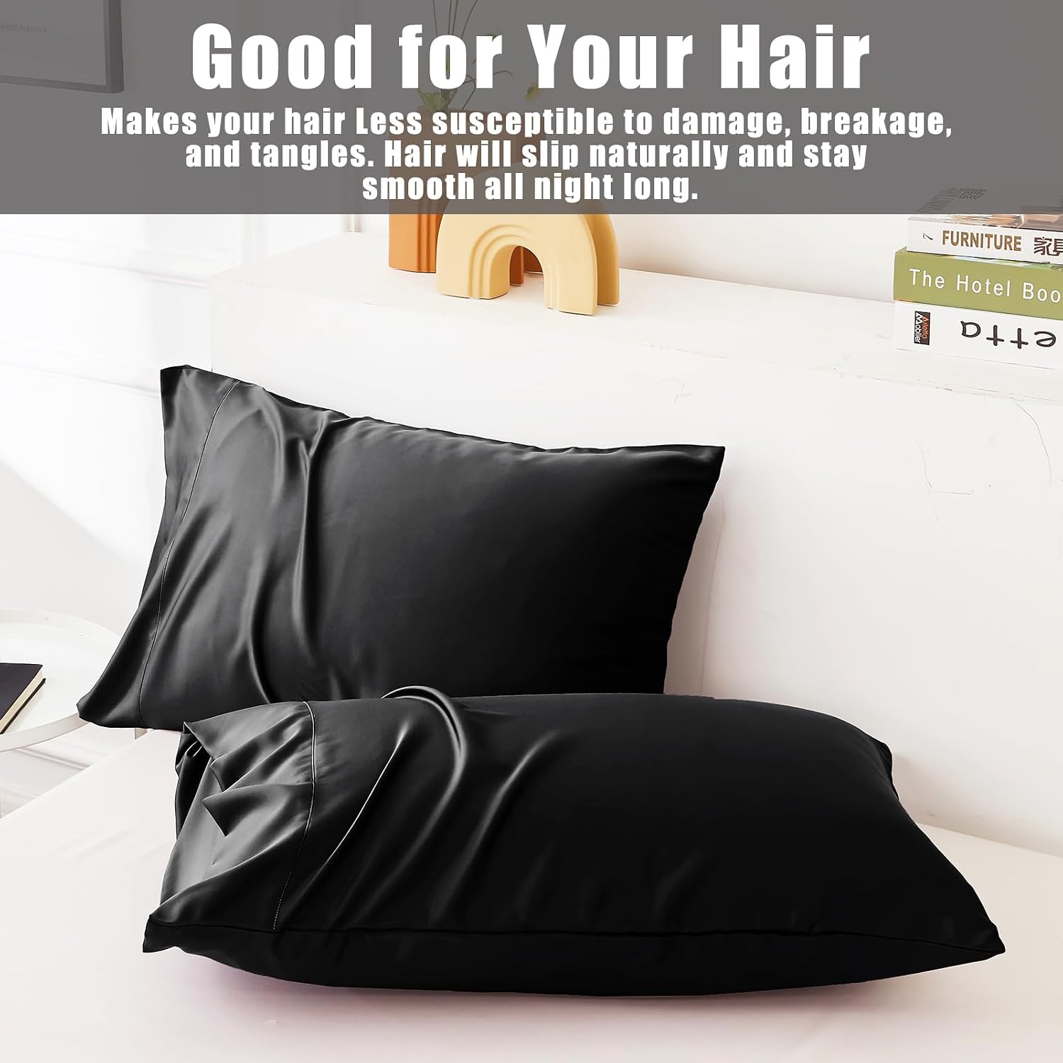 TELUS Black Pillow Cases Queen Size 2 Pack, Bamboo Rayon Cooling Pillowcases with Envelope Closure, Cool Breathable Pillow Case for Hot…