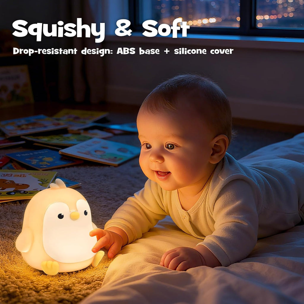 Squishy Penguin Night Light with RGB Mode Cute Chubby Penguin Light 3 Brightness Adjustable Nursery Breastfeeding Nightlight Rechargeable…
