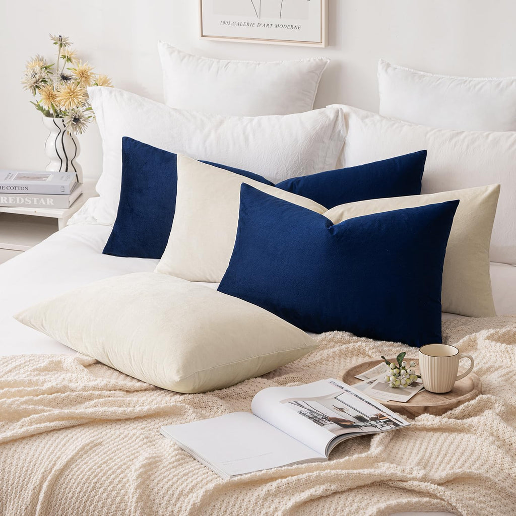 Miulee Velvet Pillow Cover Soft Luxury Decorative Throw Pillow Cover Single Rectangle Cushion Case for Couch Sofa Bedroom Car Decor,14x22 I…