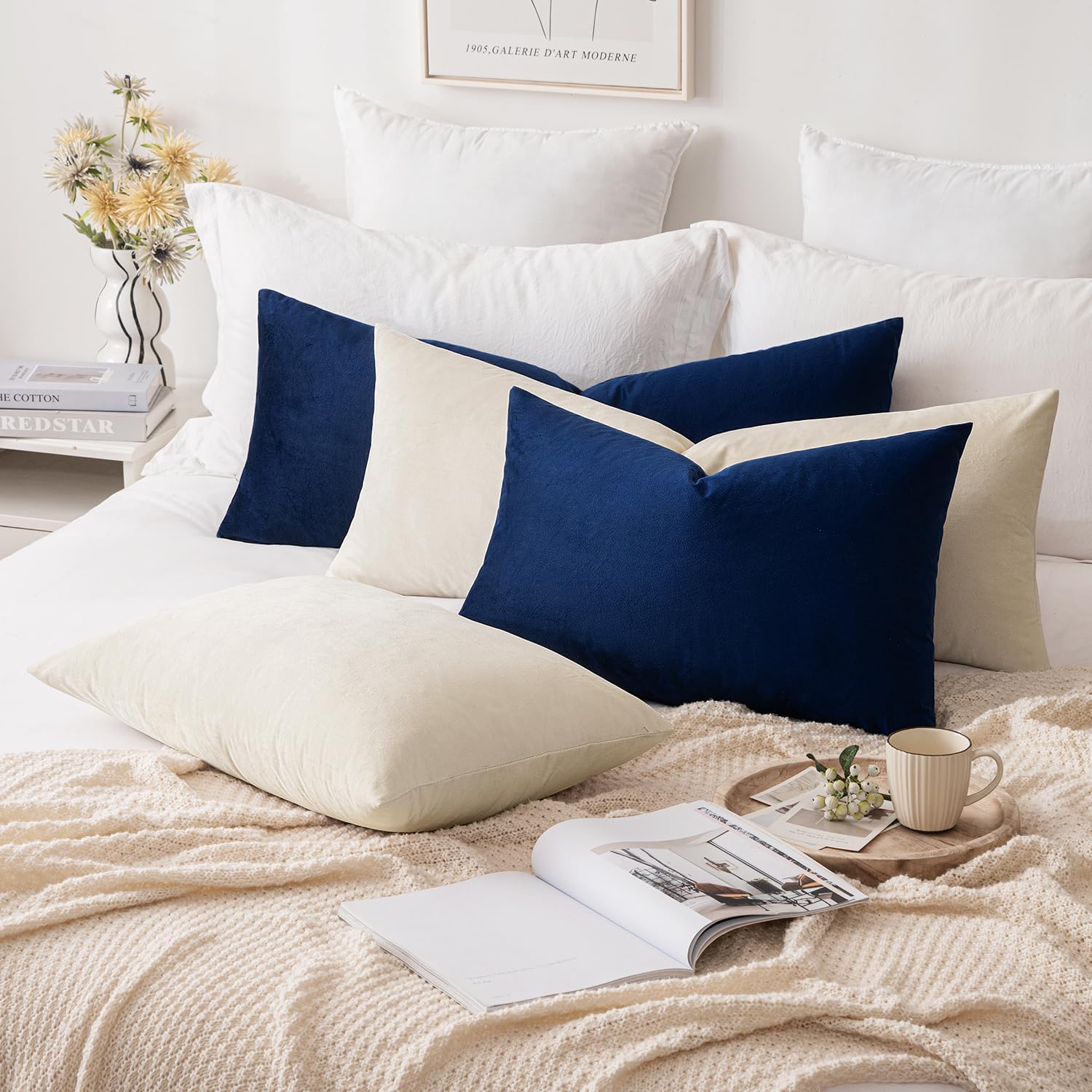 Miulee Velvet Pillow Cover Soft Luxury Decorative Throw Pillow Cover Single Rectangle Cushion Case for Couch Sofa Bedroom Car Decor,14x22 I…