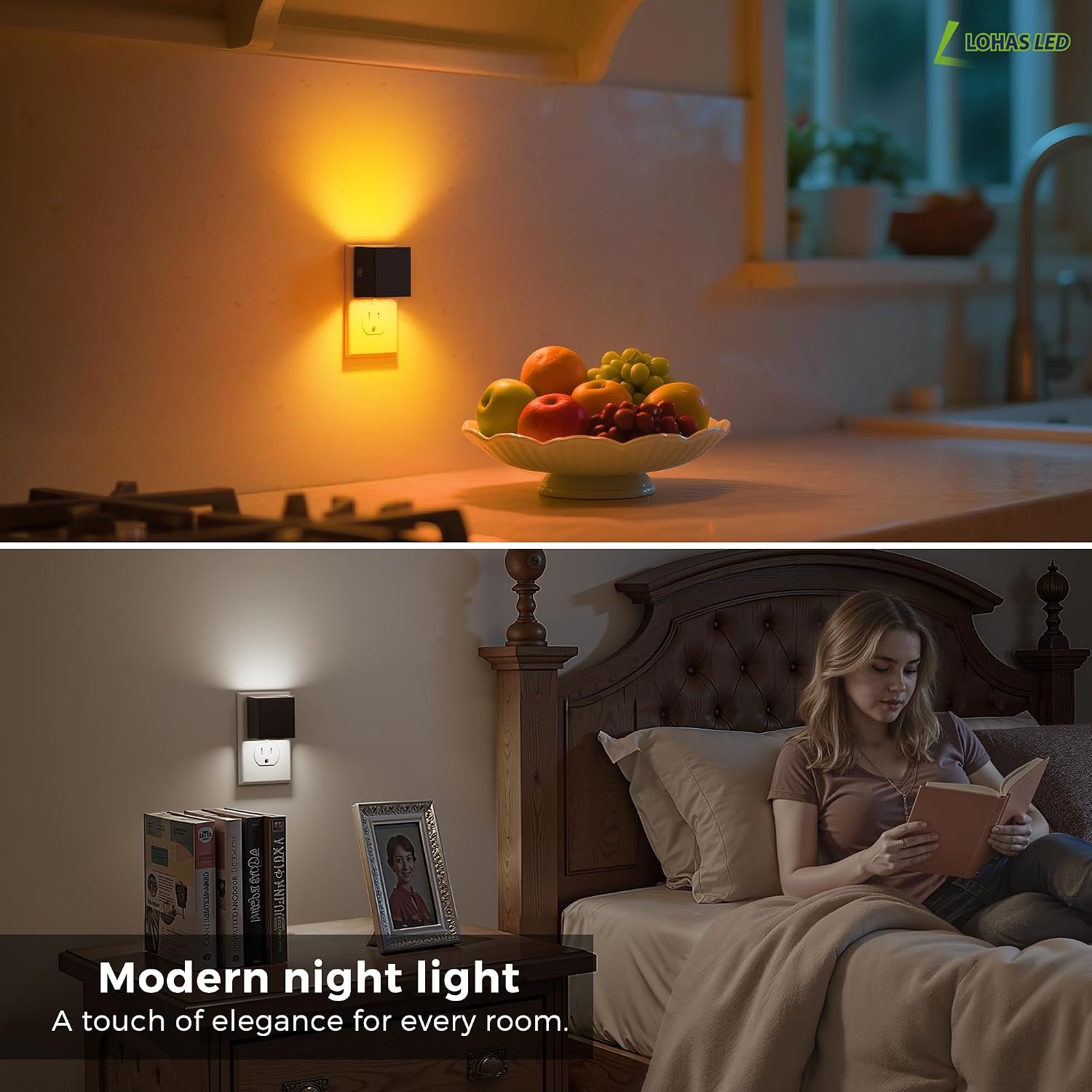 L LOHAS LED Night Lights Plug into Wall,[2-Pack] Plug in Night Light with Dusk to Dawn Sensor,3CCT 1600K/2700K/5000K, Brightness…