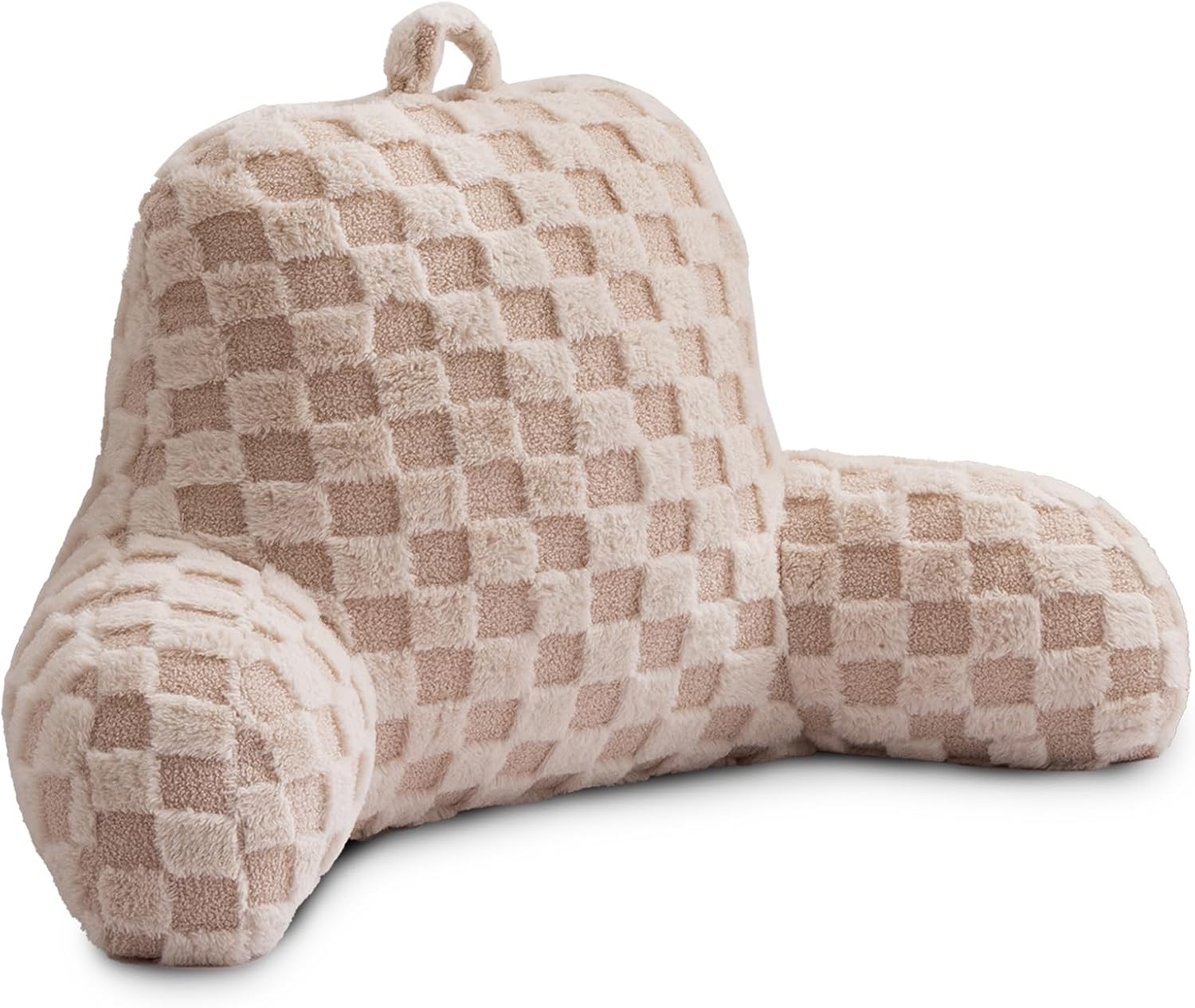 Holawakaka Checkered Reading Pillow with Arms, Adults Backrest Reading & Rest Pillows for Sitting Up in Bed, Bed Rest, Lounging, Working, A…