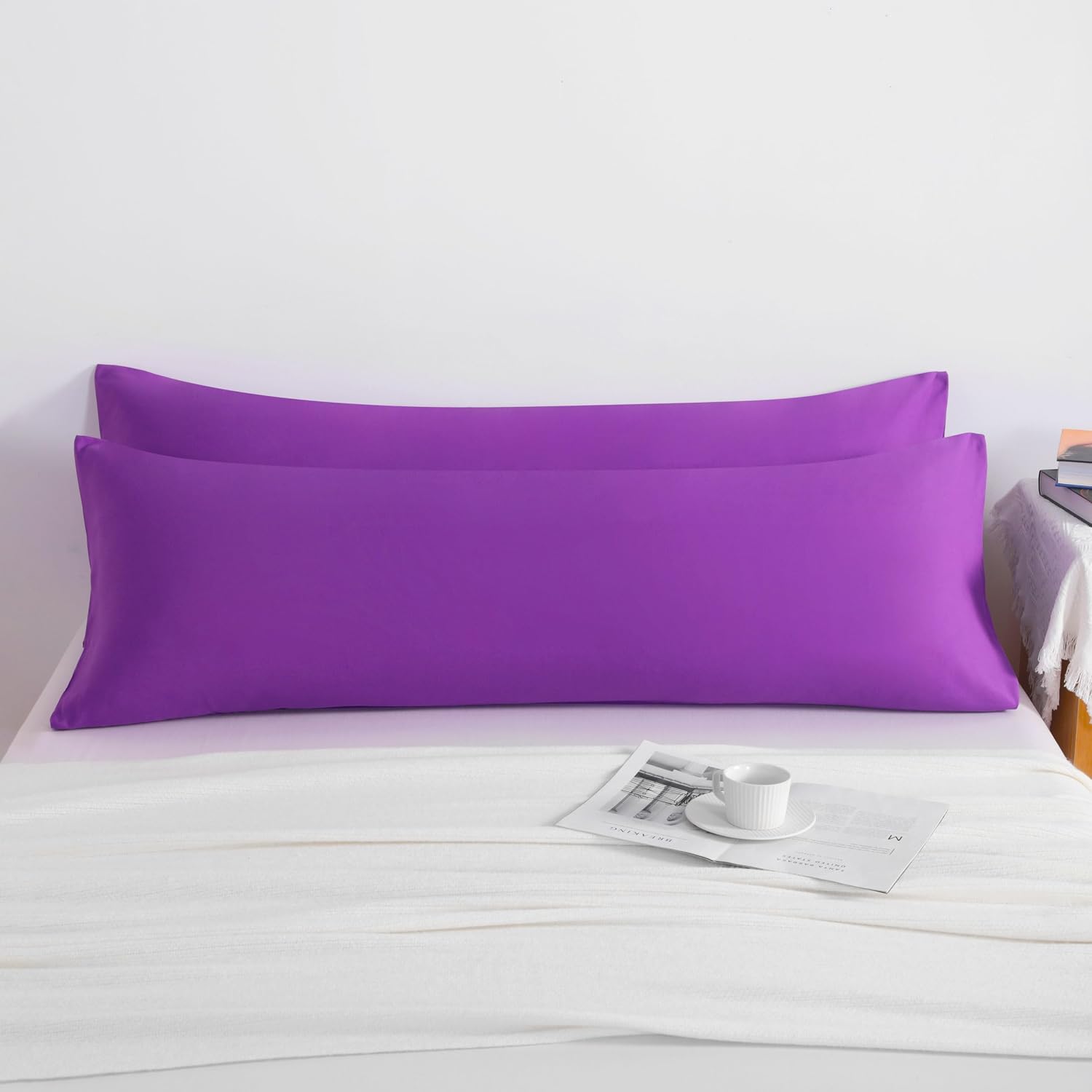 Ntbay Body Pillow Cases Set of 2, 2 Pack Brushed Microfiber Pillow Cases, Soft, Wrinkle, Fade, Stain Resistant Pillow Cases with Envelope C…