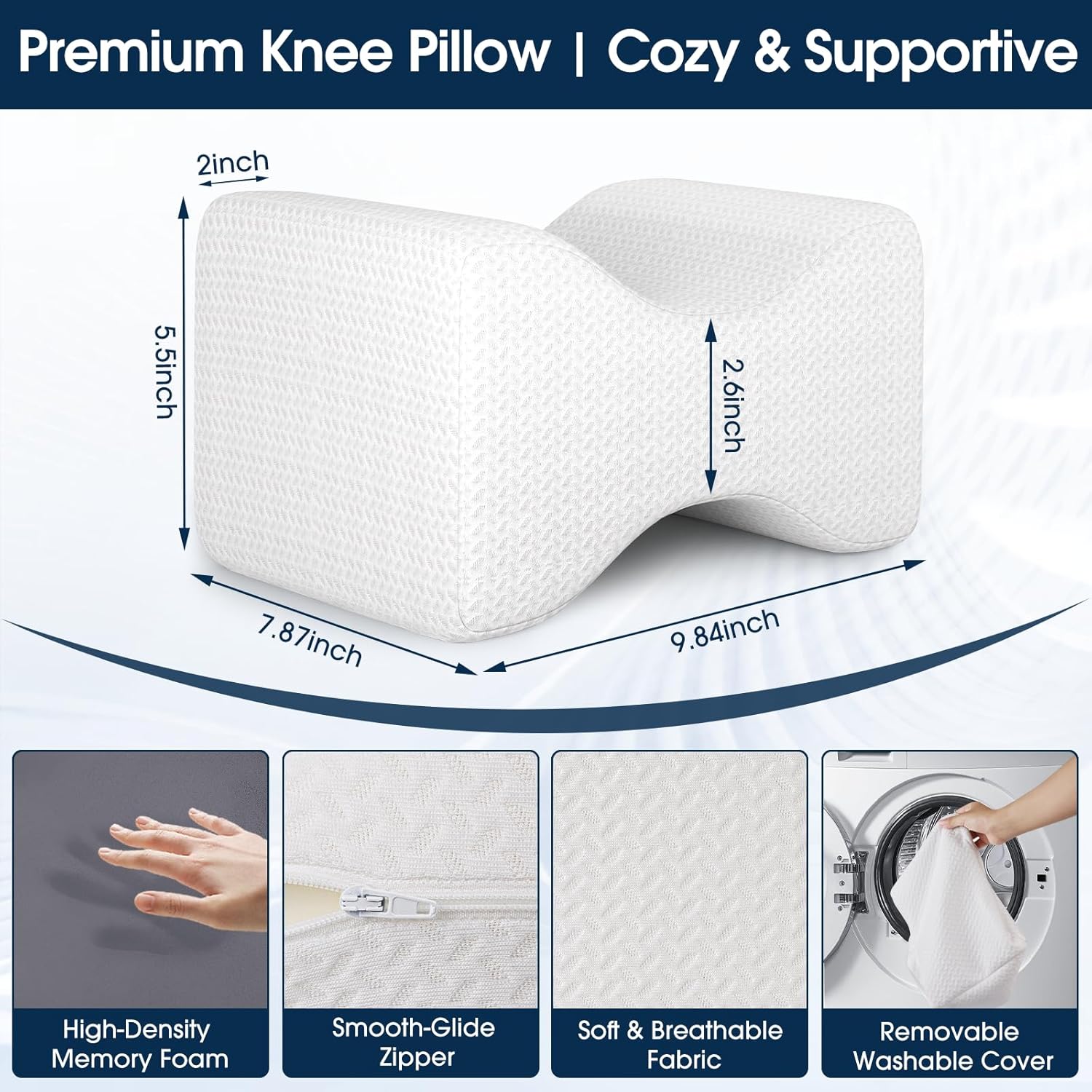 BlissTrends Memory Foam Knee Pillow, Knee Pillow for Side Sleepers, Leg Pillows for Sleeping Blood Circulation, Elevation Pillow for…