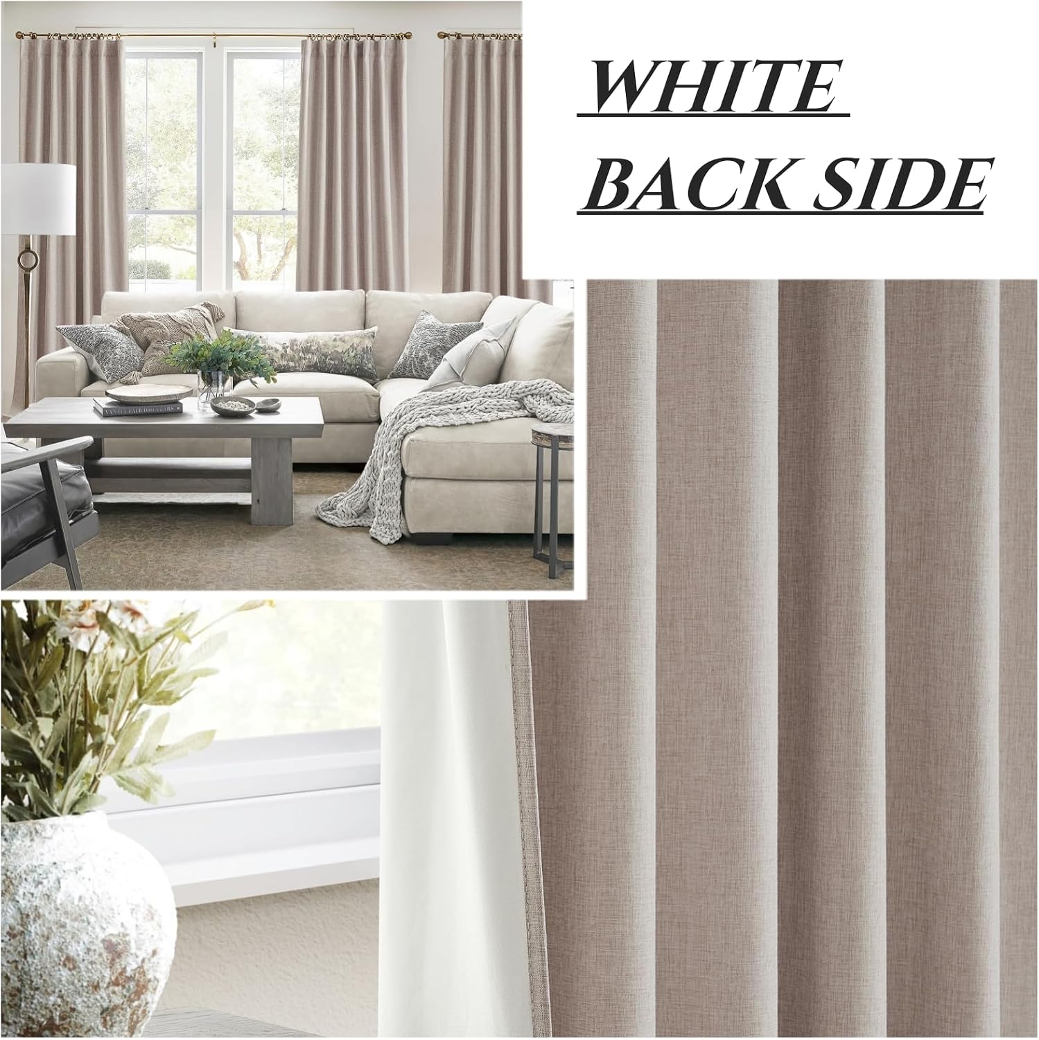 Qjmydeco 95 Inch Curtains 2 Panel Set, UV/Heat Blocking for Summer Farmhouse Curtains for Living Room Darkening Curtain for 94 Inch Window…