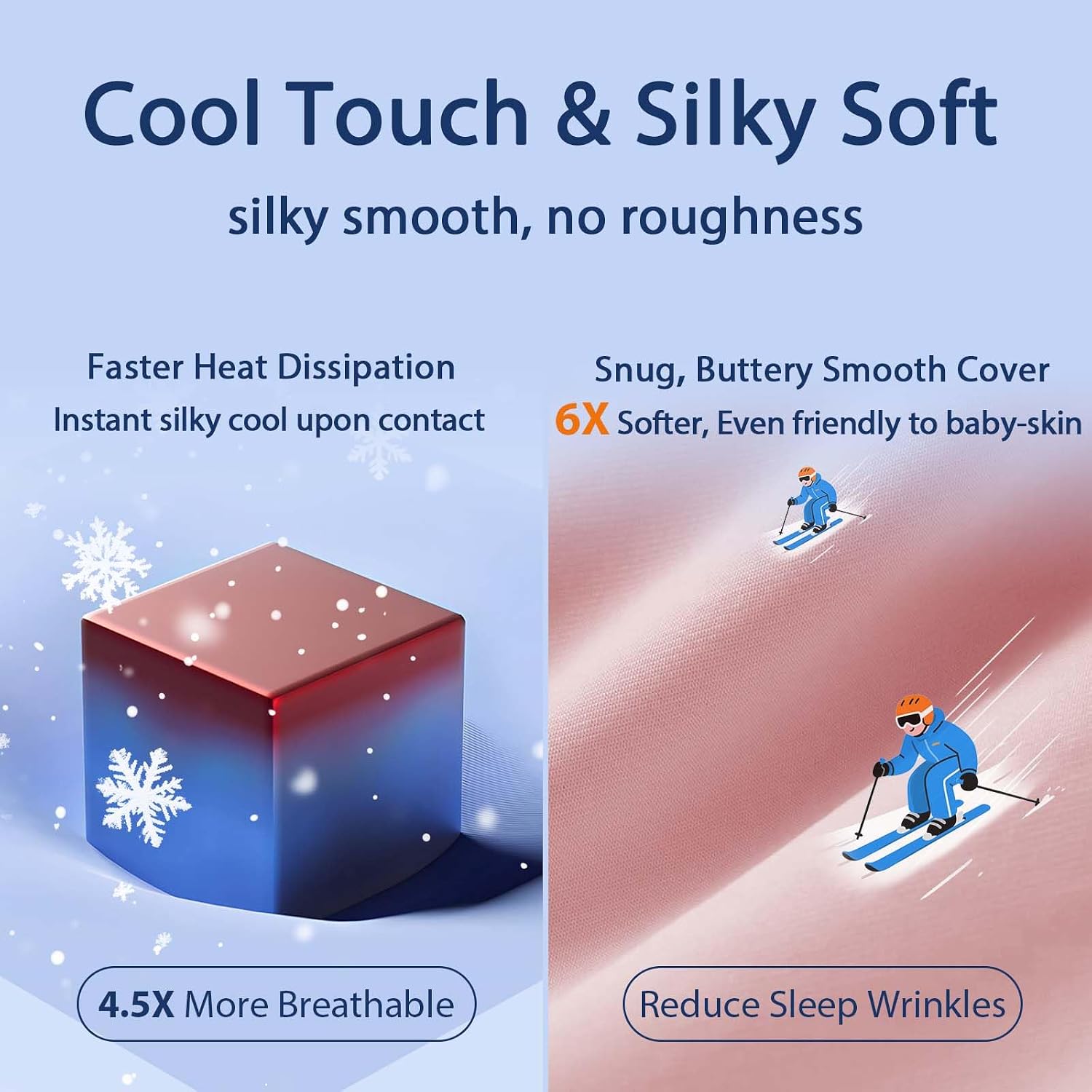 Meelus Silky Soft Pillows Queen Size Set of 2, Reversible Down Alternative Bed Pillows, Skin Friendly Cool Fabric for Hair & Skin, Luxury H…