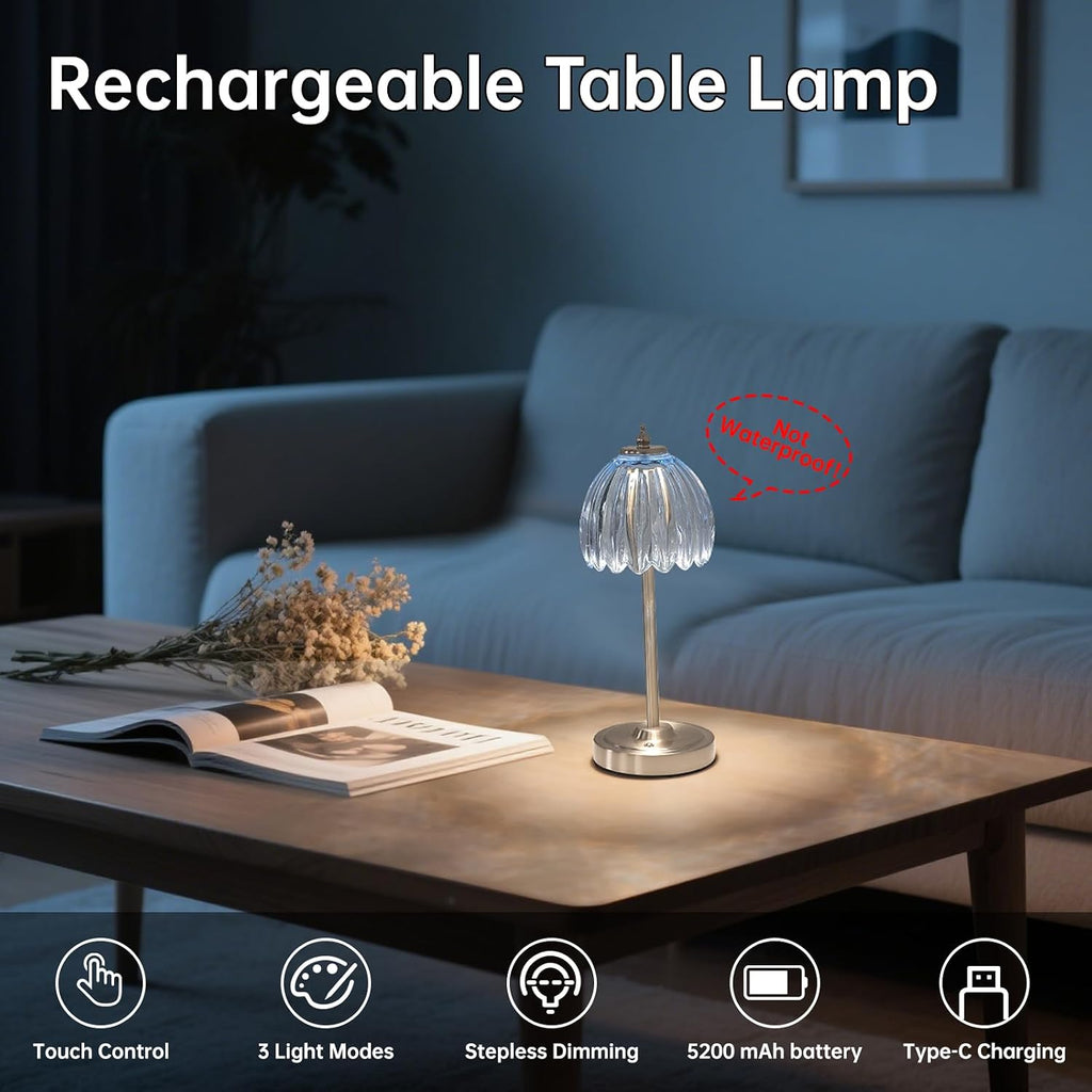 Shenmoyl Rechargeable Table Lamp with 5200mAh Battery & Touch Control - 3 Adjustable Color Temperatures, Cordless Dimmable Table Light…