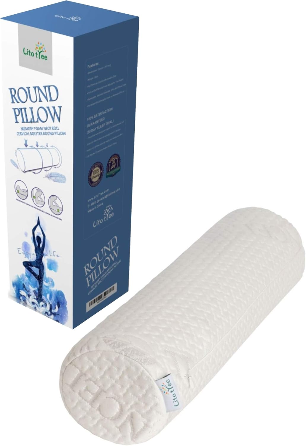 Homepage Comfort Memory Foam Neck Roll and Cervical Bolster Round Pillow with Removable Washable Soft Cover for Spine and Neck Back Lumbar…