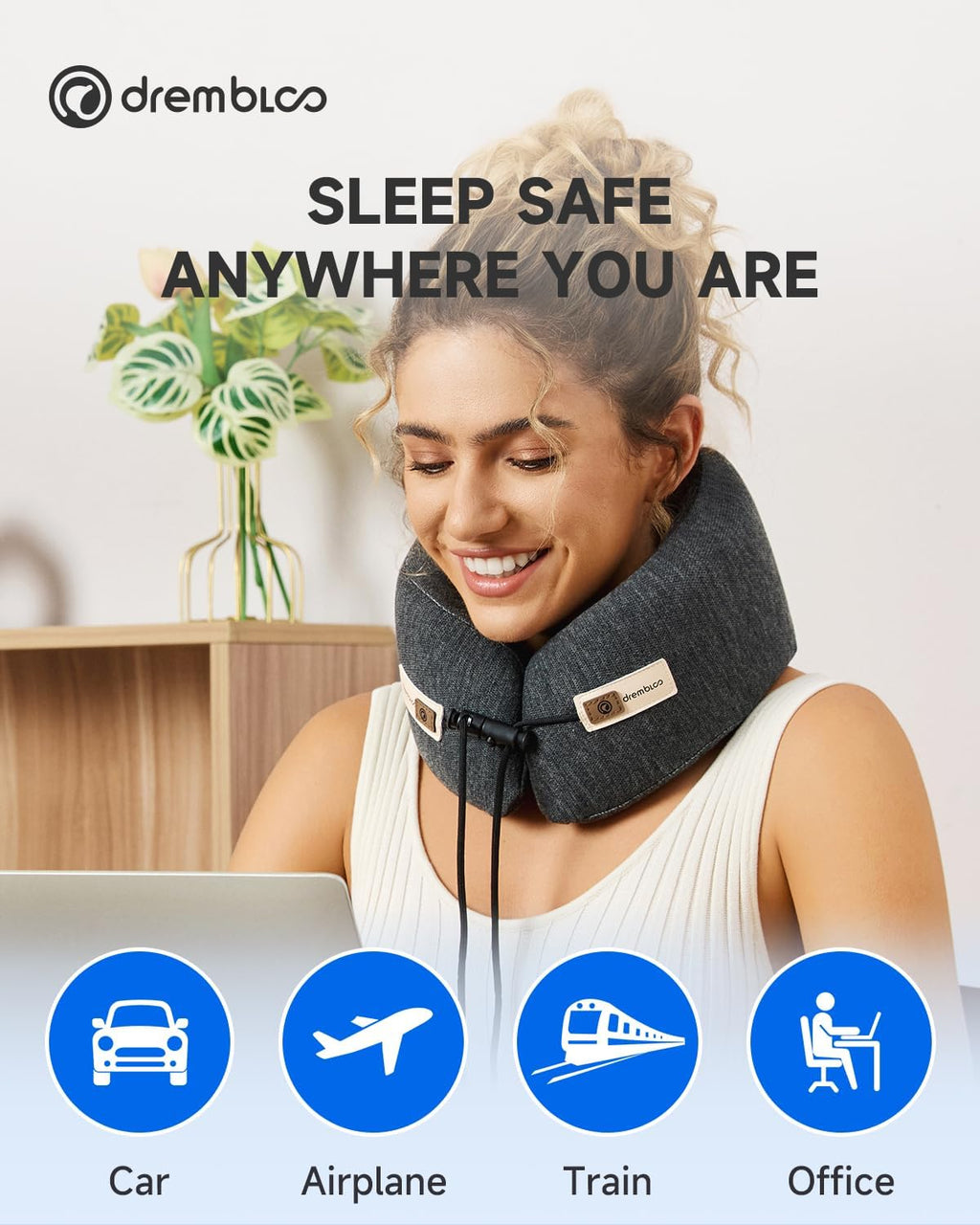 drembloo Travel Neck Pillow for Airplane, Memory Foam 360° Ergonomic Support for Sleeping on Long Flights, Compact Portable Sleep Essential…