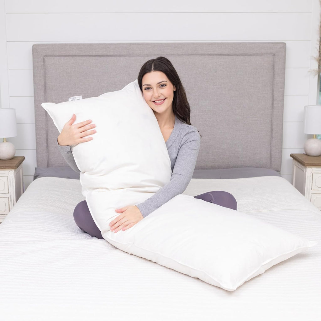 White Goose Feather and Down Body Pillow – Pillows Size 20 Inches x 72 Inches