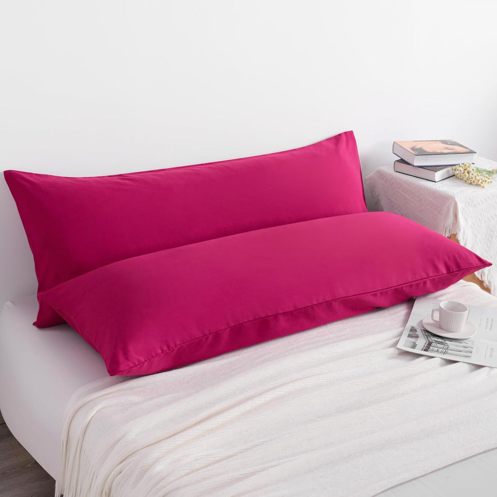 Ntbay Body Pillowcase Set of 2, 20x54 inches, Soft, Wrinkle, Fade Resistant, Magenta, Microfiber, Envelope Closure, 2 Pcs, Machine Washable…