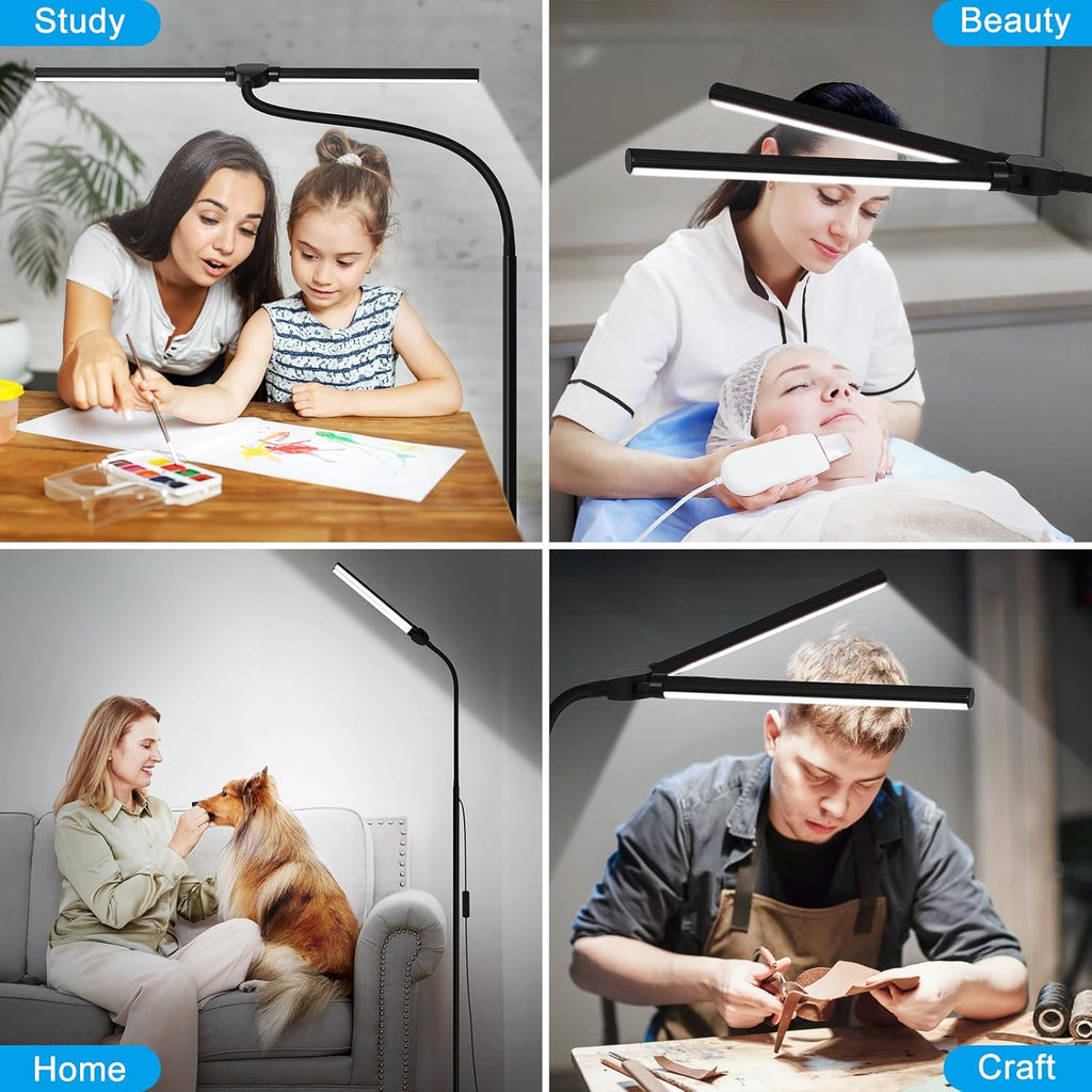 LED Floor Lamp, 18W/2000LM Bright Reading Floor Lamp for Office with Double Head, Adjustable Gooseneck Dimmable Modern Standing Light for…
