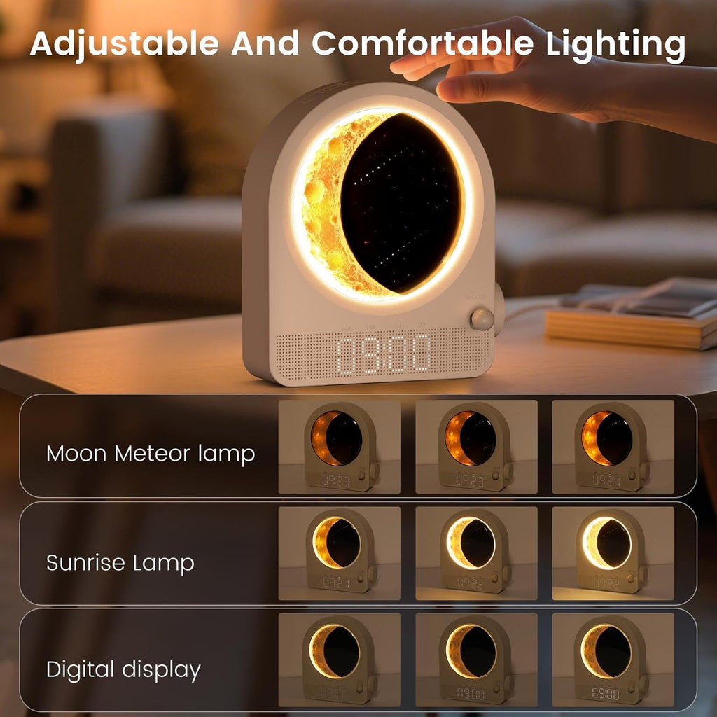 Epochleno Sunrise Alarm Clock, White Noise Machine & Meteor Moonlight - 10 Soothing Sounds, Dual Alarms, 30/60/90min Timer, Easy Snooze - B…