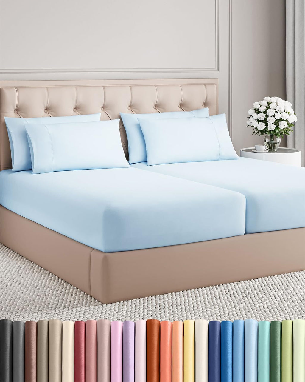 Split King 7 Piece Sheet Set - Comfy, Breathable & Cooling - Soft Hotel Luxury Bedding for Women, Men, Kids, Teens and Children - 1 Flat…