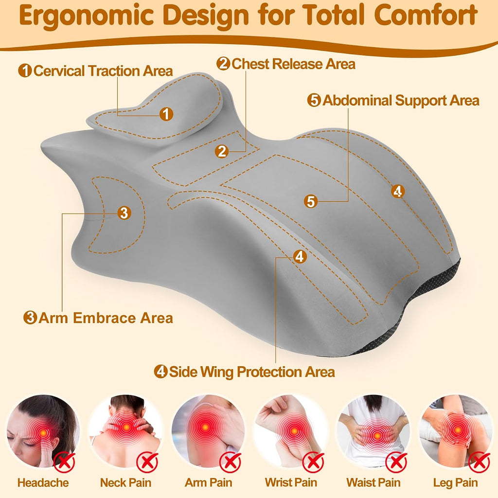 Myfamirea Memory Foam Ergonomic Wedge Pillow for Adults - Prone Pillow for Bed Sleeping, Reading, Memory Foam Ergonomic Cushion for Back Su…