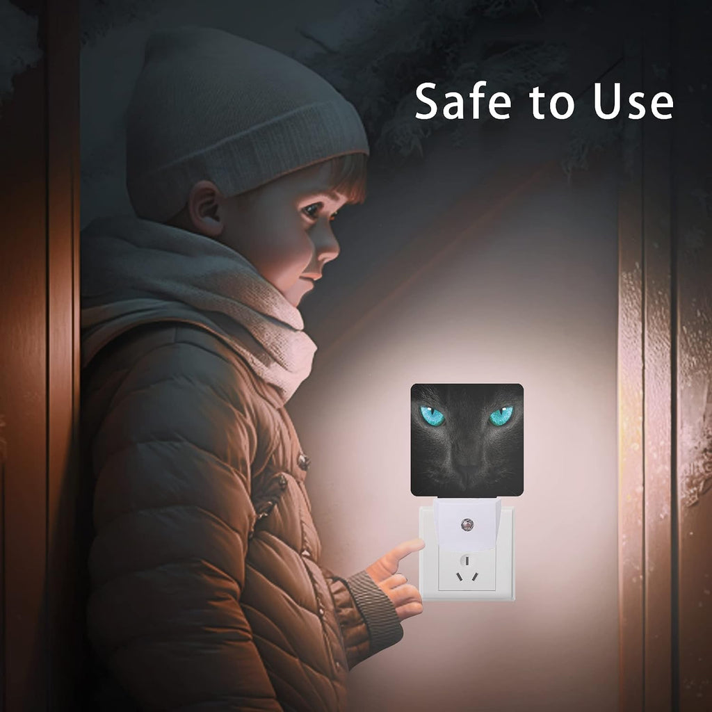 Cat Night Light, Black Cat Eye Plug-in Night Lights with Dusk-to-Dawn Sensor for Girlfriend/Boyfriend Gift Sleep Friendly lamp for…