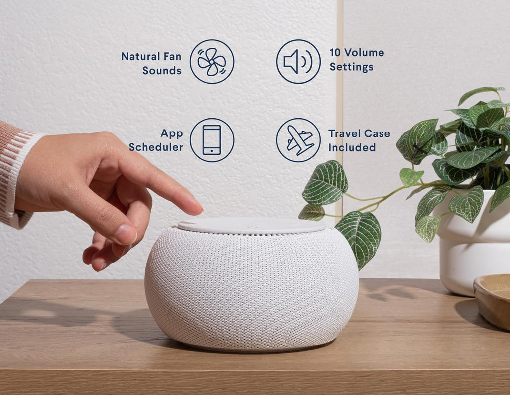 Snooz Pro White Noise Sound Machine - Natural Fan Noise, Non-Looping Sound, App Scheduler - Travel Case Included, for Adults & Ba…