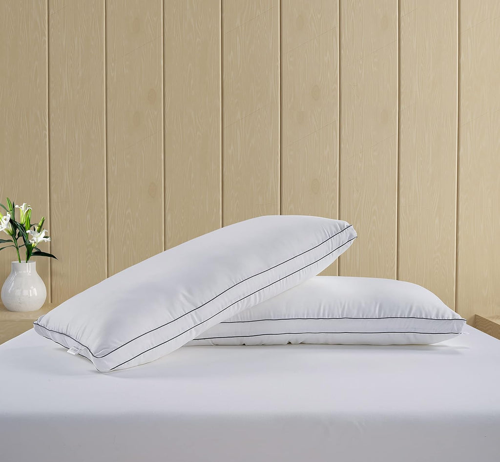 LaneLinen LANE LINEN Bed Pillows Standard Size Set of 4-20"x26" Medium Firm Down Alternative Pillows for Sleeping, Hotel Quality Back Stoma…